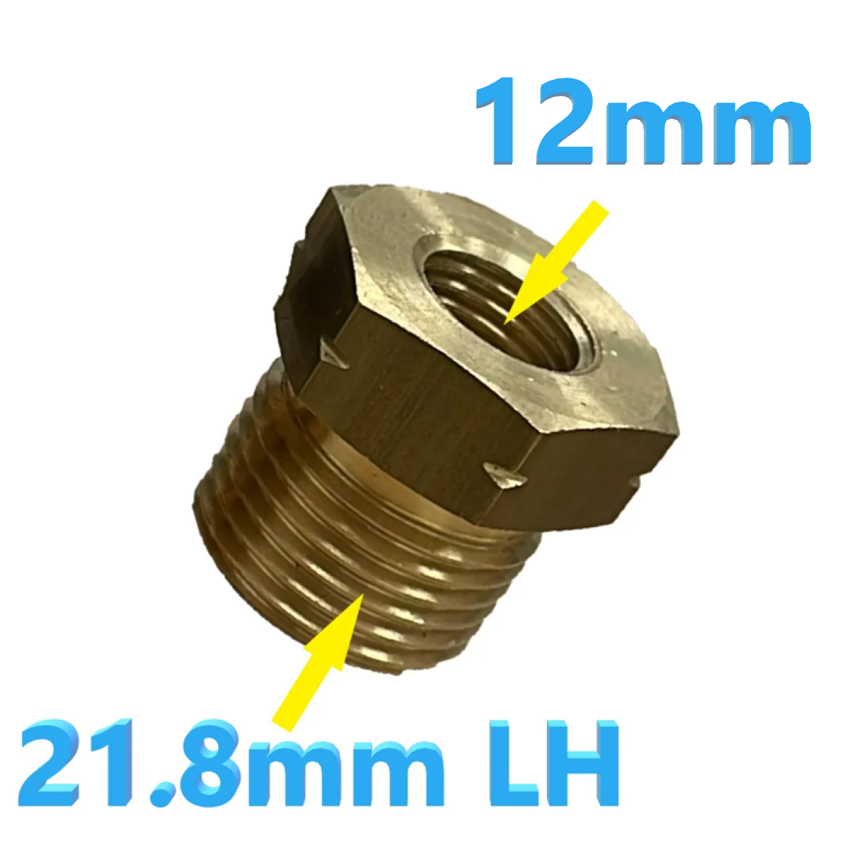 MALE W 21.8mm LH to 12mm BSPT RH Female Brass Fitting Connector Adapter