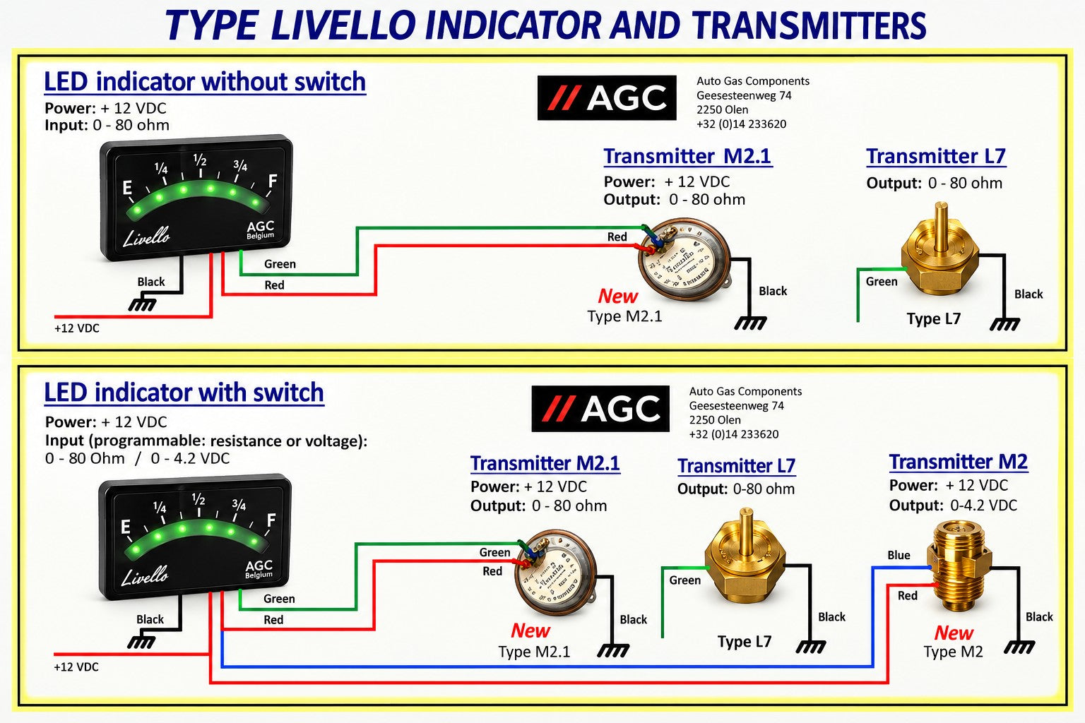 Livello L.9 LED Gas Level Indicator with On and Off Button for 0-90 and 0-95 ohm Sensor