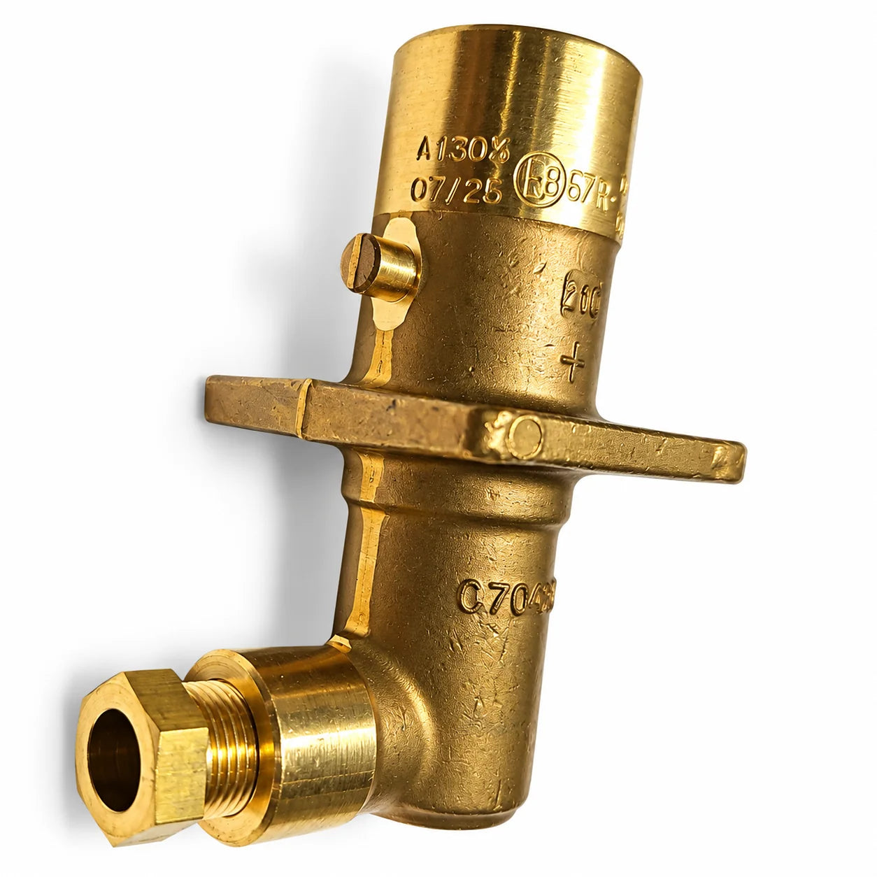 LPG Angled Bayonet Filling Point with 8mm Brass Pipe with White Fitting Box 70 mm
