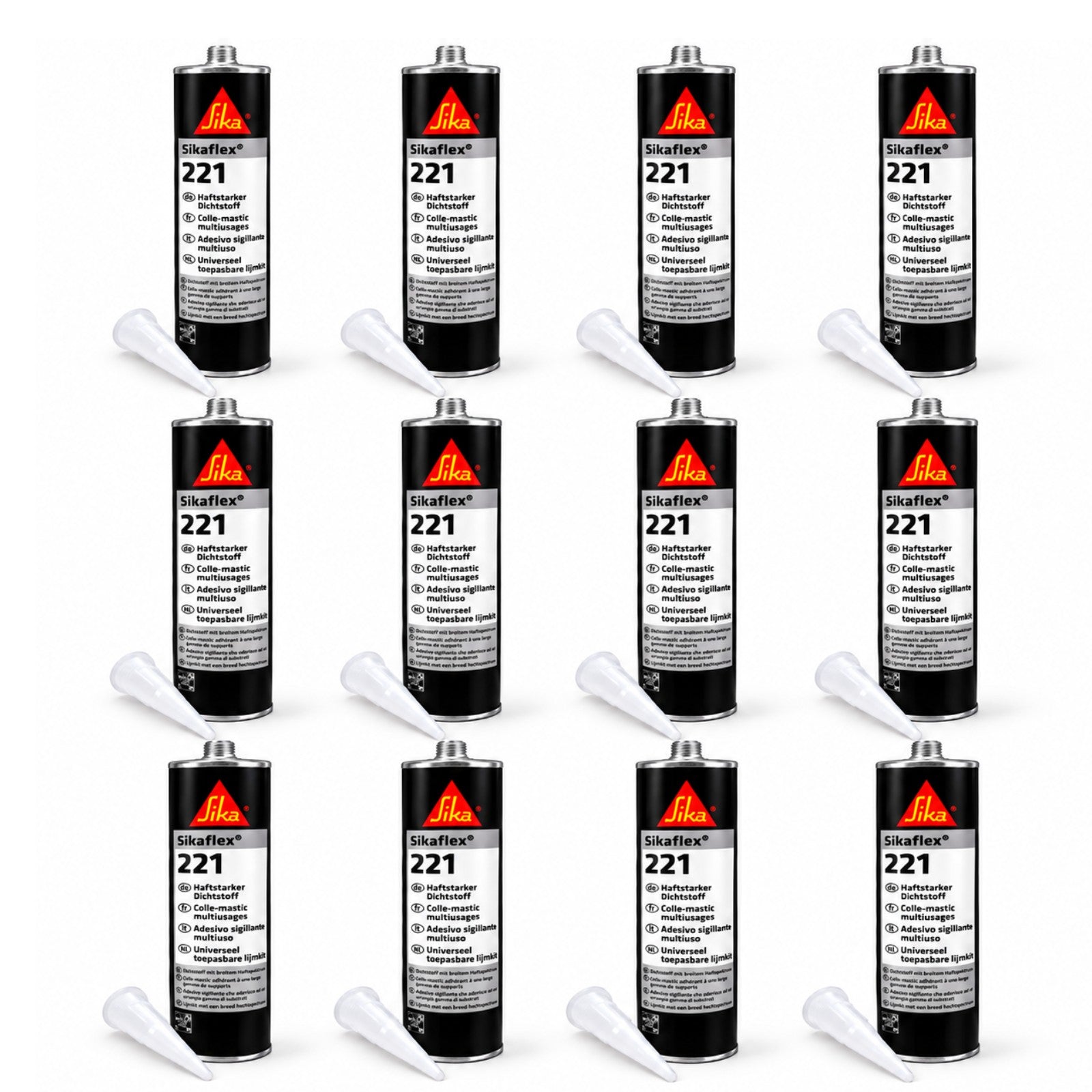 BOX of 12 Sikaflex 221 White Multipurpose Strong Adhesive Sealant  Motorhome Bathroom (12 ITEMS)