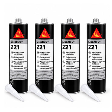 x4 Sikaflex 221 White Silicone Sealant Adhesive Motorhome Caravan Bathroom