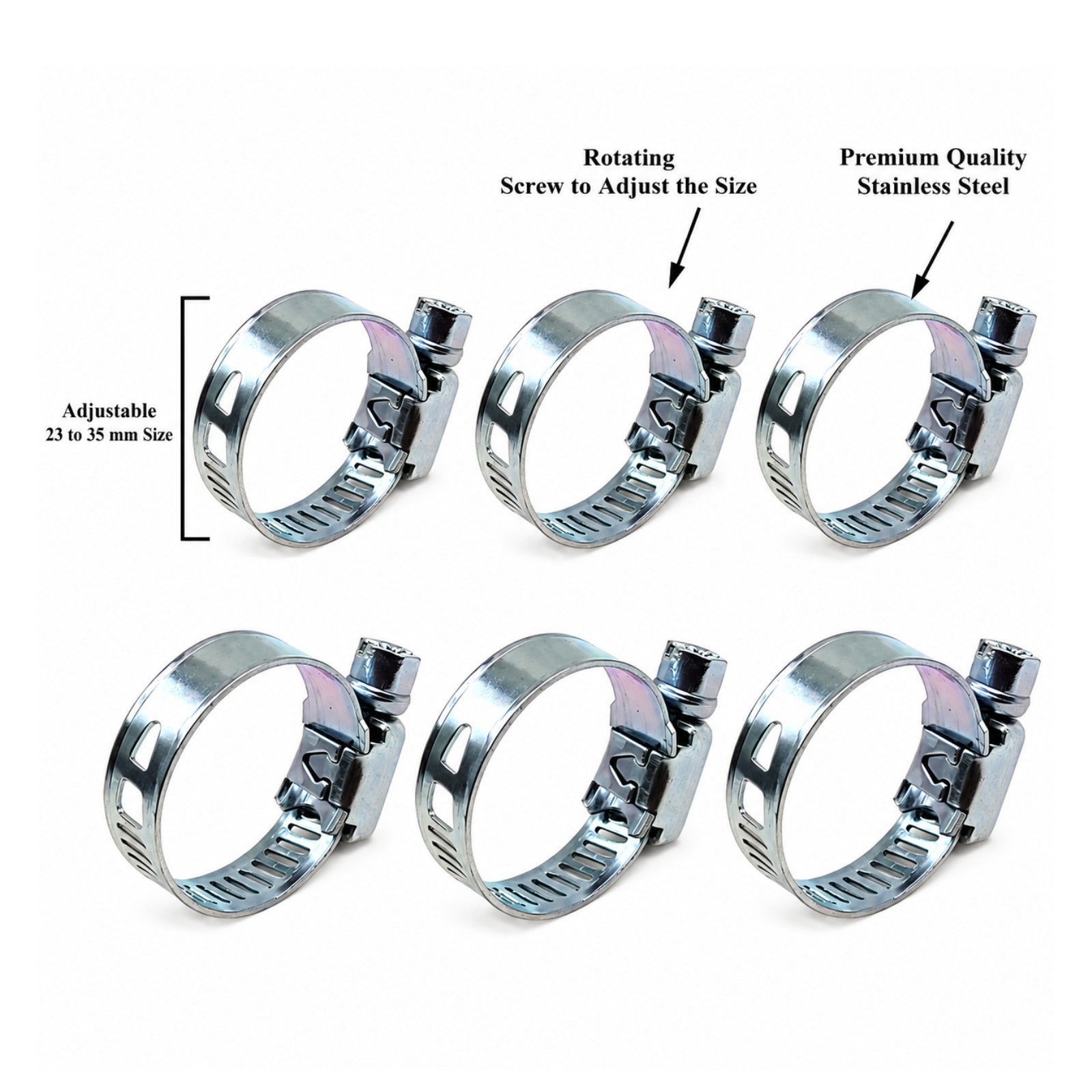 4 Pcs Hose Jubilee  Clips Adjustable Hose Clamp 23-35mm Range Steel