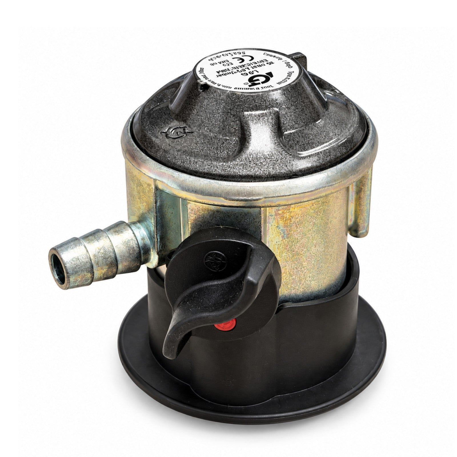 LPG 35mm Jumbo Clip On Butane Gas Pressure Regulator 10mm Outlet 29mbar Flow 1.5kg/h