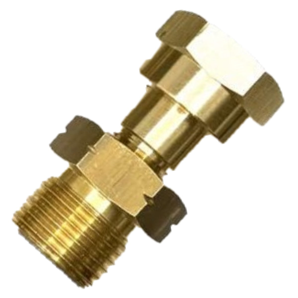 1 Meter Flexible Reinforced Steel Pipe With  SWIVEL W20 RH Fitting And 21mm Clip On Type Gas Bottle Adapter.