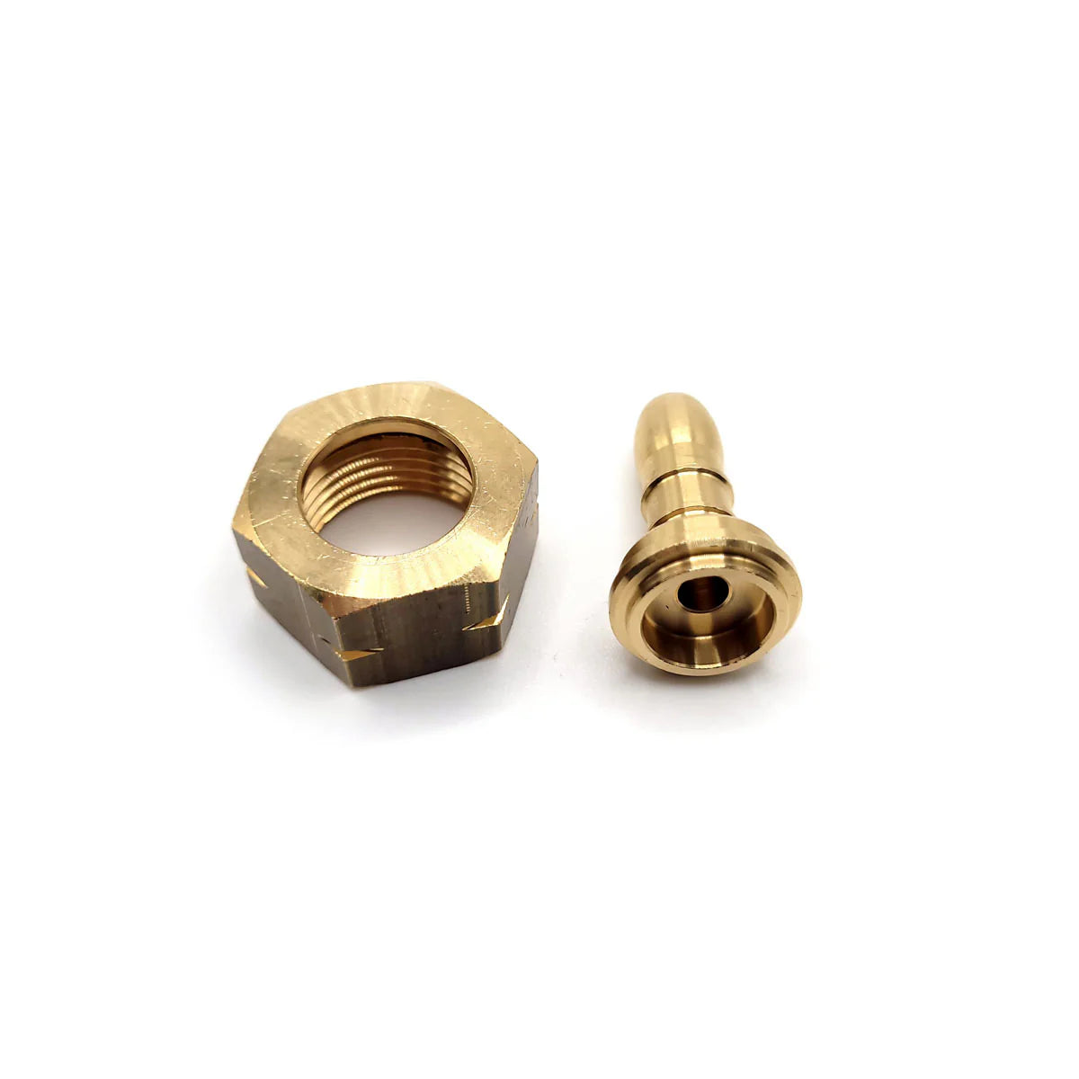 LPG GAS ADAPTER CLIP – ON, QUICK - ON 21 mm x 21.8 LH Thread Nut and Tail barbed fitting With 2 jubilee clips.