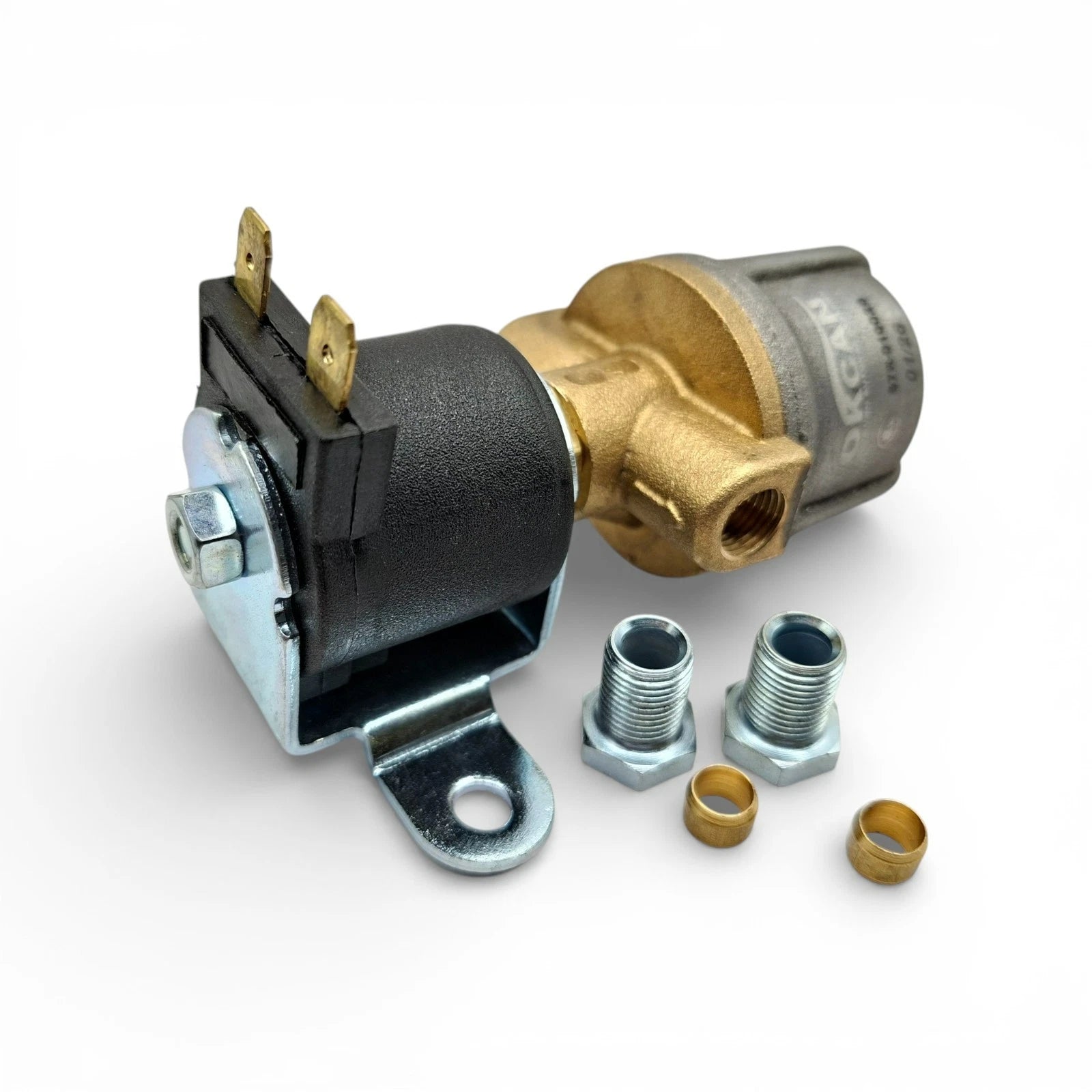 LPG, gas shut-off valve with liquid gas filter, 12V, 6mm-M10 connection