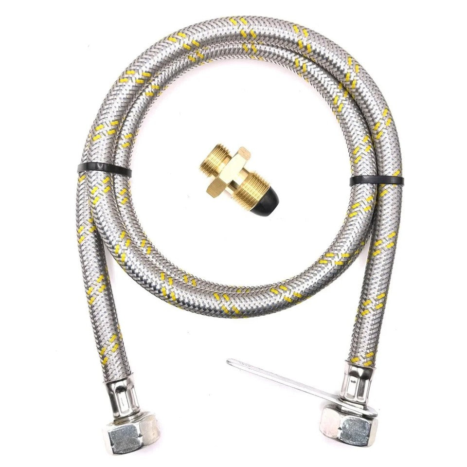 LPG Propane Butane Refill Hose  UK 5/8" POL LH Male to 21.8mm LH Connector