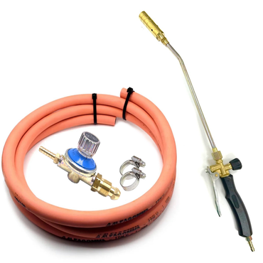Torch Weed Burner 22mm nozzle + Adjustable High Pressure LPG Regulator POL 5/8"- 10kg/h + 2m Hose