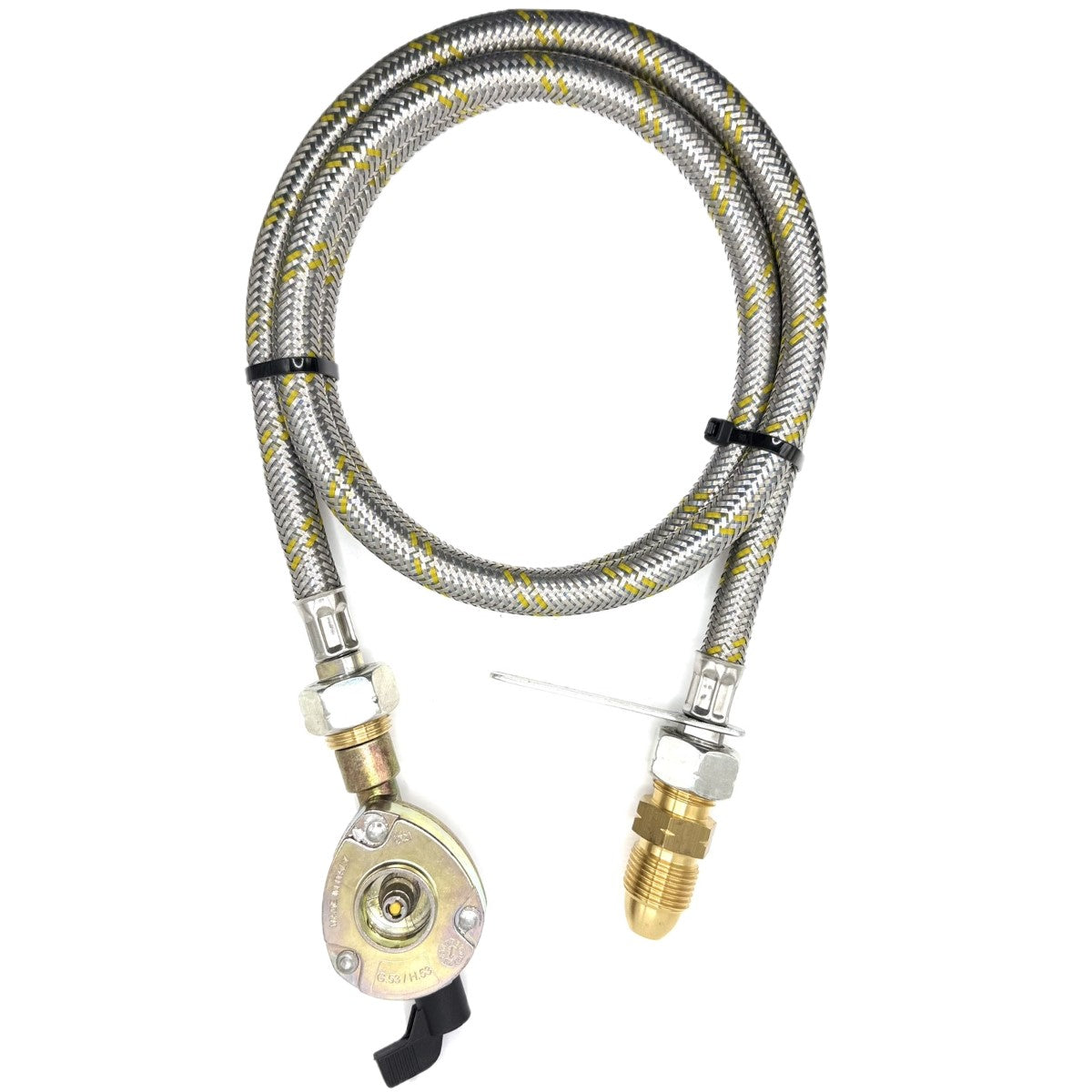 1.5 Metres LPG UK Gas Bottle 5/8" LH POL Adapter to 21.8 mm LH to butane or KLF German type and 21mm GAS ADAPTER CLIP – ON 21.8 LH