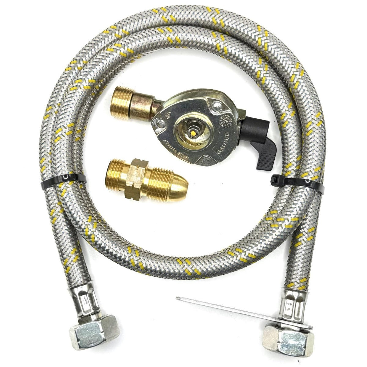 1.5 Metres LPG UK Gas Bottle 5/8" LH POL Adapter to 21.8 mm LH to butane or KLF German type and 21mm GAS ADAPTER CLIP – ON 21.8 LH
