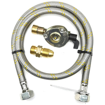 1 Metres LPG UK Gas Bottle 5/8" LH POL Adapter to 21.8 mm LH to butane or KLF German type and 21mm GAS ADAPTER CLIP – ON 21.8 LH