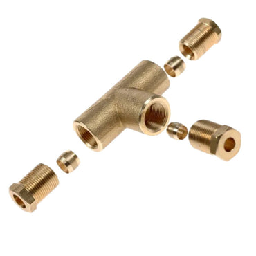3 Way T Compression Fitting For 6mm x 8mm x 6mm Copper Pipe Tube
