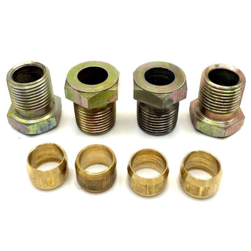 4 x nuts and 4 x olives  –  M12x1 Barrel Compresion  for 8mm copper, flexi pipe