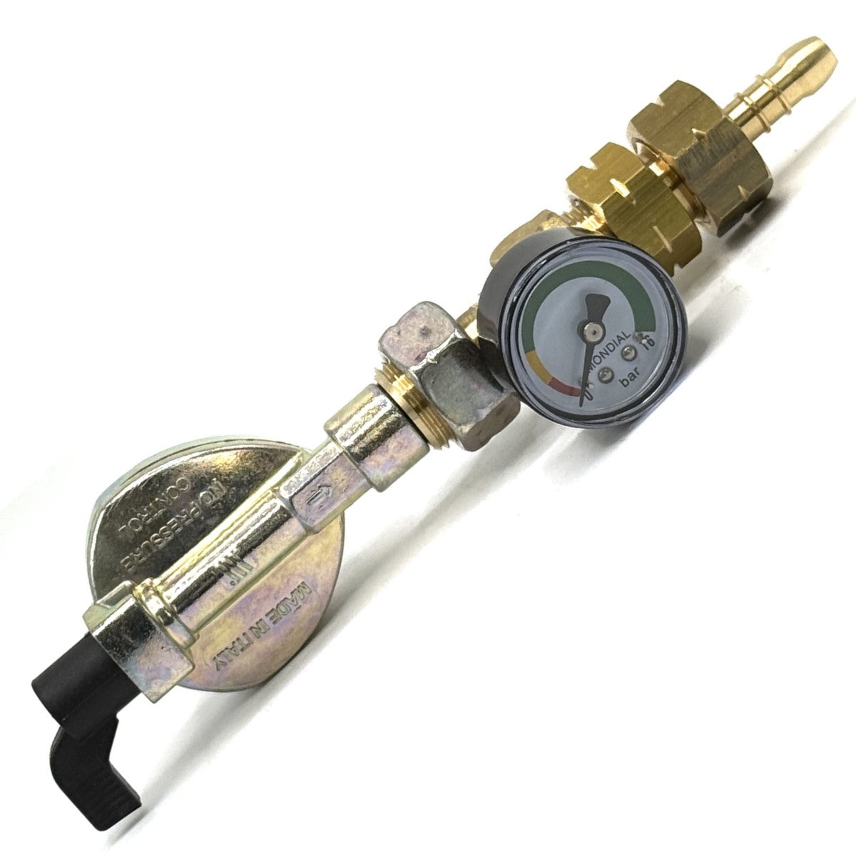 LPG GAS ADAPTER CLIP – ON, QUICK - ON 21 mm x 21.8 LH Thread Nut and Tail barbed fitting With 2 jubilee clips.