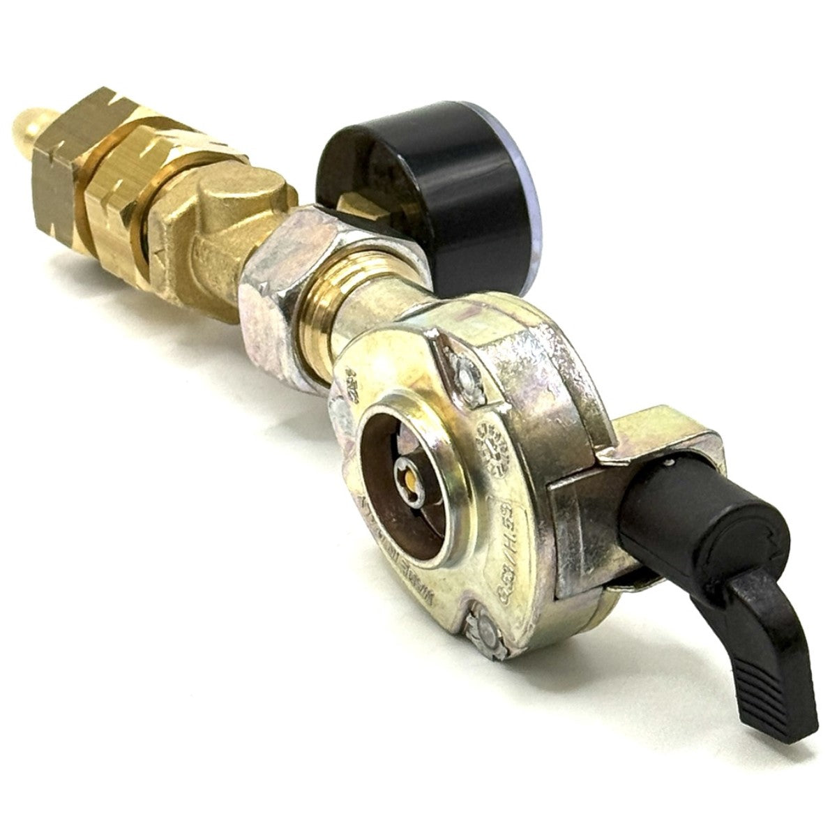 LPG GAS ADAPTER CLIP – ON, QUICK - ON 21 mm x 21.8 LH Thread Nut and Tail barbed fitting With 2 jubilee clips.