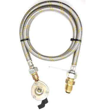 1 Meter metal flexible pipe with USA Gas Bottle LH POL Adapter to 21.8 mm LH to butane or KLF German type and 22mm GAS ADAPTER CLIP – ON 21.8 LH