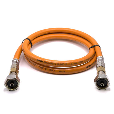 1.5m LPG High Pressure Orange Gas Hose, Pipe 21.8mm LH x 21.8mm LH