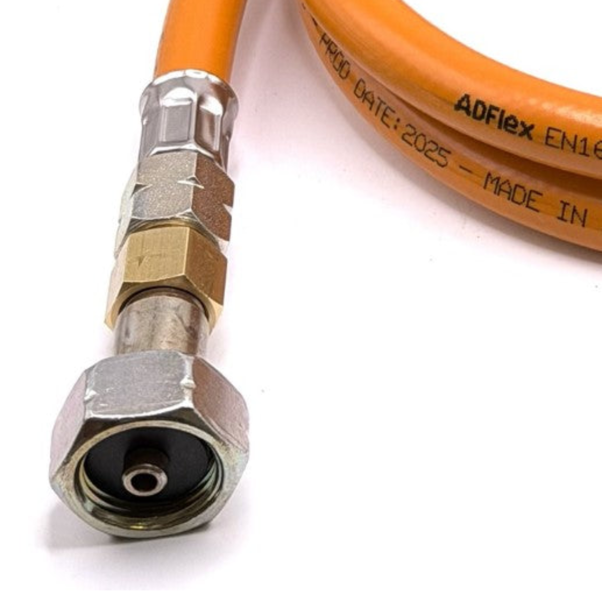 1.5m LPG High Pressure Orange Gas Hose, Pipe 21.8mm LH x 21.8mm LH