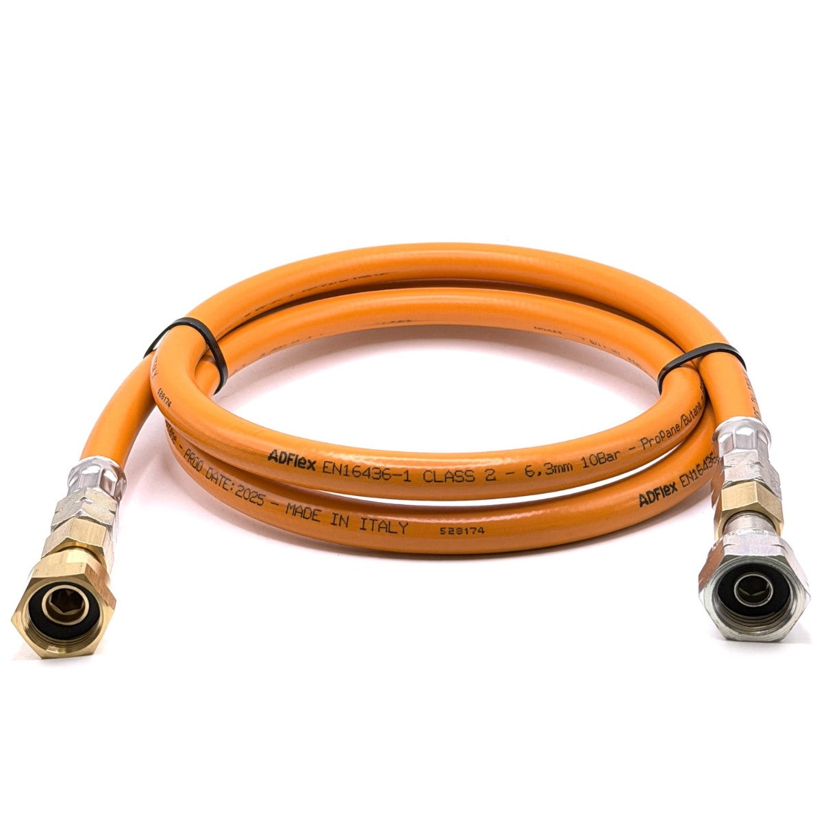 80cm LPG High Pressure Orange Gas Hose Pigtail Pipe w20 RH x 20mm LH Italian Greek fitting