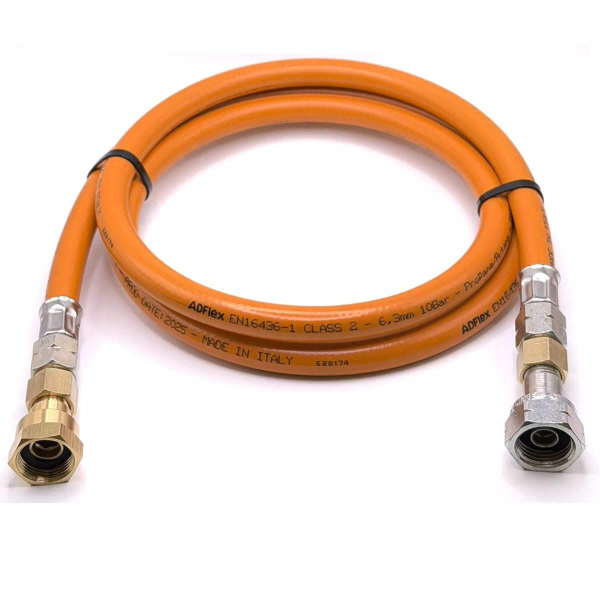 80cm LPG High Pressure Orange Gas Hose Pigtail Pipe w20 RH x 20mm LH Italian Greek fitting