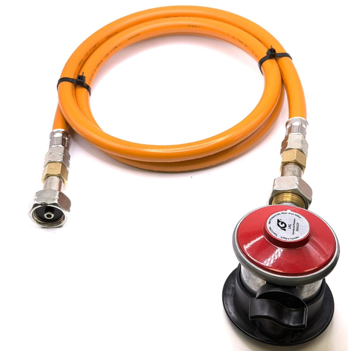 1.5m LPG High Pressure Orange Propane Gas Pipe Hose With Clip On Jumbo 35mm Unreduced Pressure Adapter 4kg/h, type:236is X 21.8mm LH