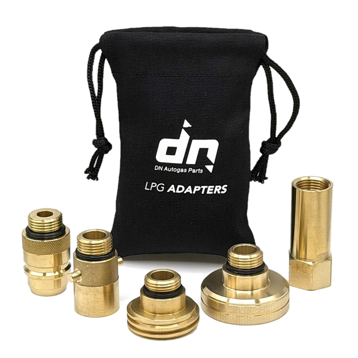LPG Set 3/4 UNF at 21.8 ADAPTERS TO FILL GASLOW,GASIT ALL EUROPE SET OF 5 adapters With Black Bag