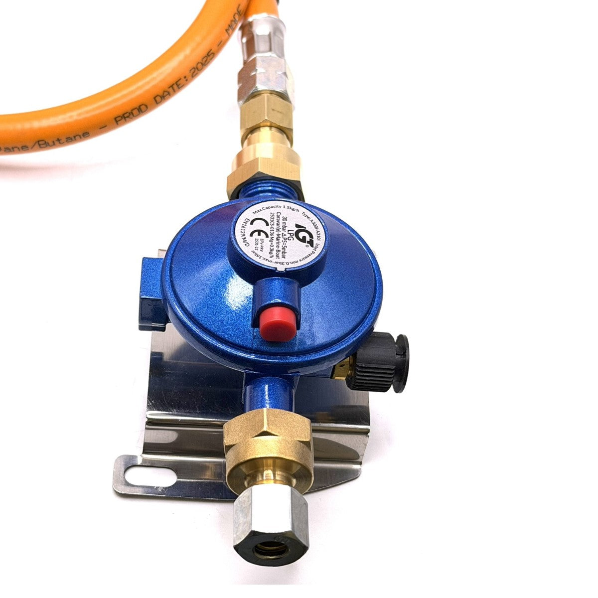 LPG High Pressure Orange Gas Hose Pigtail Pipe W20 RH x 20mm LH Italian Greek fitting Gas RV Regulator 30mbar for Caravans Motorhomes & Boats – M20x1.5 – 8mm Outlet