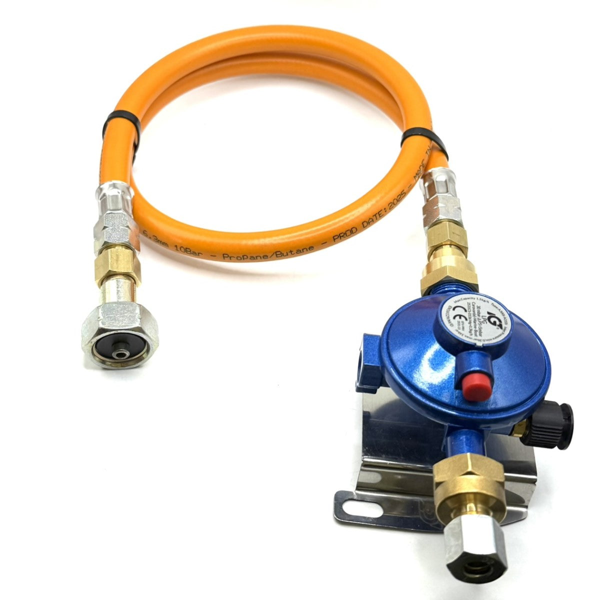 LPG High Pressure Orange Gas Hose Pigtail Pipe W20 RH x 20mm LH Italian Greek fitting Gas RV Regulator 30mbar for Caravans Motorhomes & Boats – M20x1.5 – 8mm Outlet