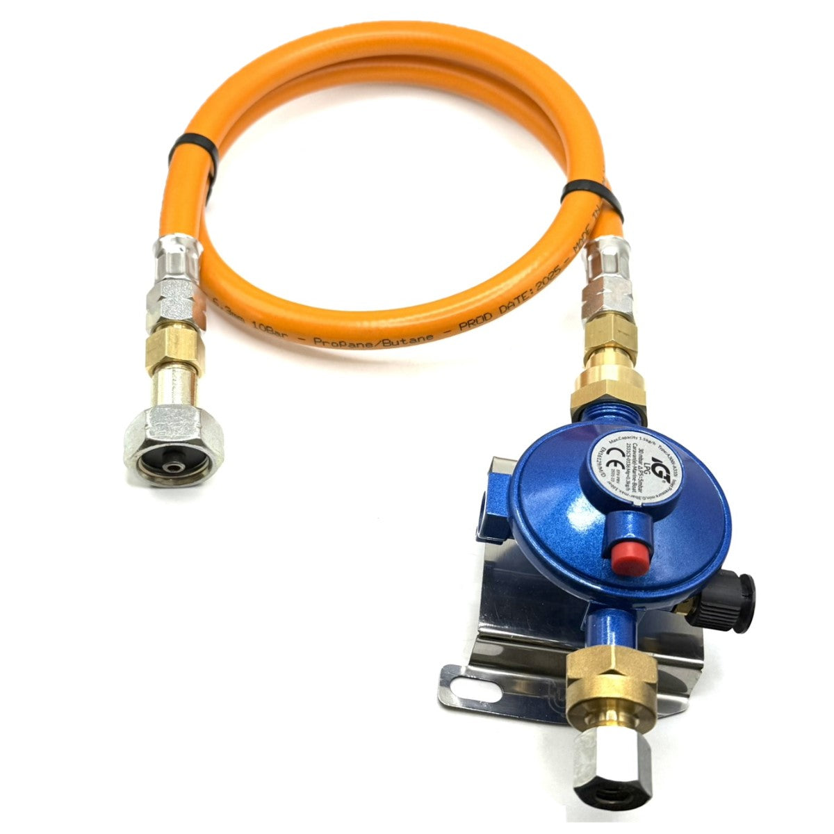 LPG High Pressure Orange Gas Hose Pigtail Pipe W20 RH x 20mm LH Italian Greek fitting Gas RV Regulator 30mbar for Caravans Motorhomes & Boats – M20x1.5 – 8mm Outlet
