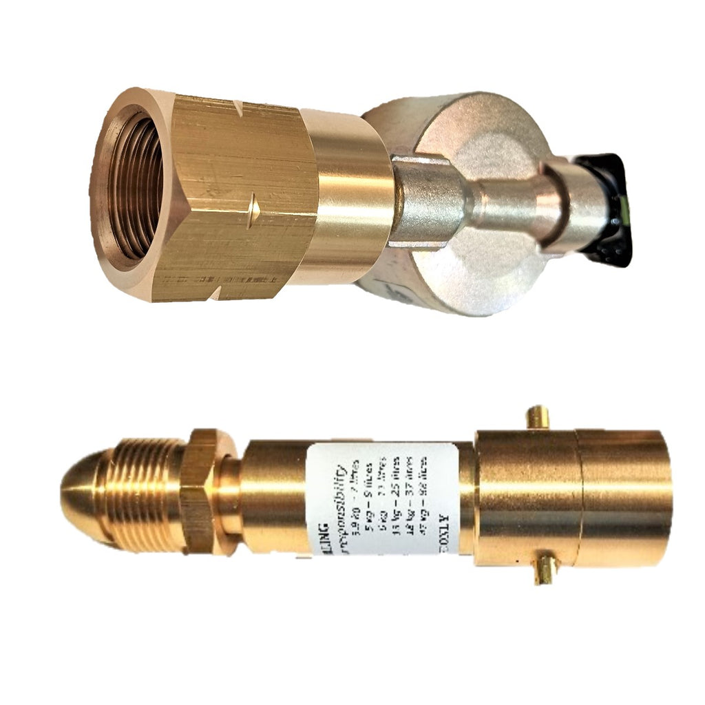 Gas Inlest Flask Adapter Refill adapters set for 21mm Clip On type Gas bottle Cylinder + UK pro ...