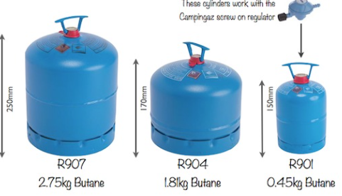 refill Campingaz Bottle 901,904,907 with shell 21.8mm LH Gas Cylinder Set