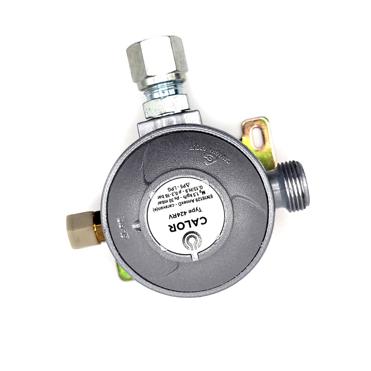 LPG Caravan Motorhome Gas Regulator Bulkhead 30mbar with 8mm Outlet 90 angled